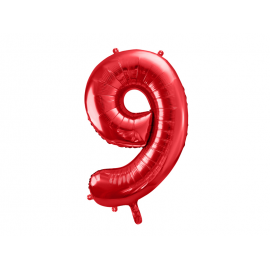 PALLONCINO MYLAR NUMERO \\"9\\" ROSSO - 86cm