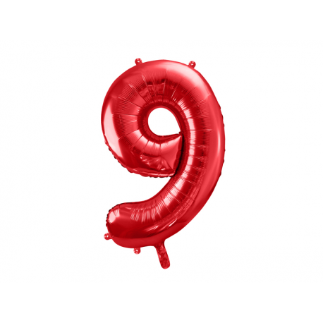 PALLONCINO MYLAR NUMERO \\"9\\" ROSSO - 86cm