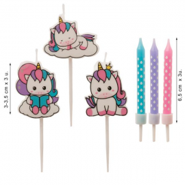 SET CANDELINE PER TORTA SWEET UNICORNO - 3,5 - 6,5 cm
