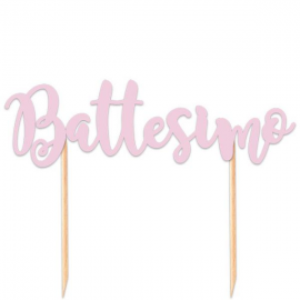 CAKE TOPPER BATTESIMO ROSA cm. 20x13