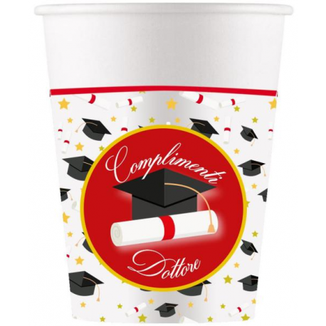 BICCHIERI LAUREA COMPLIMENTI DOTTORE 200cc PZ.8