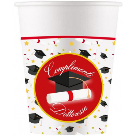 BICCHIERI LAUREA COMPLIMENTI DOTTORESSA 200cc PZ.8