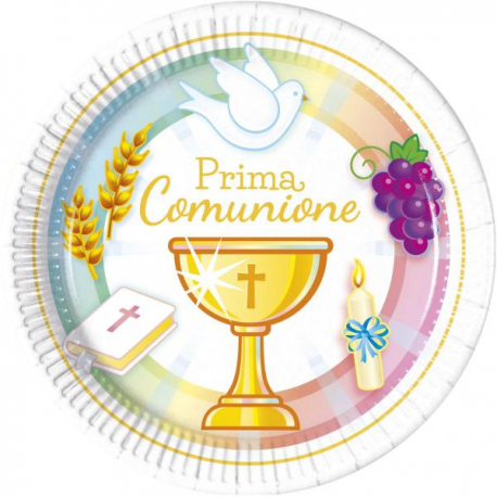 PIATTI PRIMA COMUNIONE JOYFUL 8 pezzi 20cm