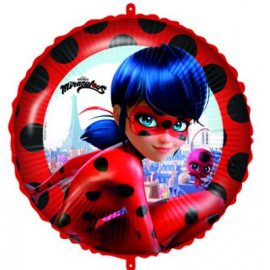 PALLONCINO MIRACULOUS - LADY BUG FOIL STANDARD ø 45cm - con pesetto e nastro