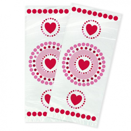 20 BUSTINE PLASTICA CUORI RADIANT 28X13CM.