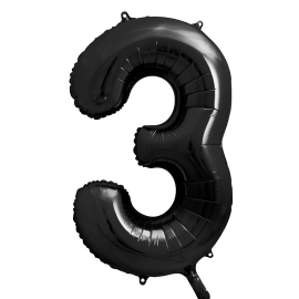 PALLONCINO MYLAR NUMERO \\"3\\" NERO - 86cm