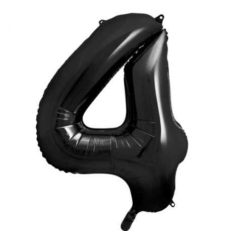 PALLONCINO MYLAR NUMERO \\"4\\" NERO - 86cm