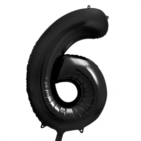 PALLONCINO MYLAR NUMERO \\"6\\" NERO - 86cm