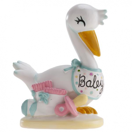 CAKE TOPPER BATTESIMO/NASCITA CICOGNA BABY 10cm