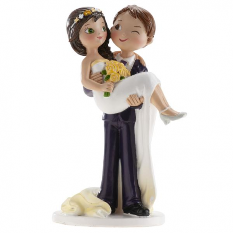 CAKE TOPPER COPPIA DI SPOSI \\"SPOSA IN BRACCIO\\" 16cm