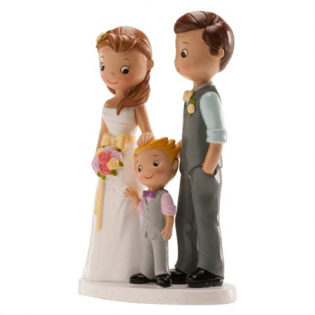 CAKE TOPPER COPPIA DI SPOSI CON BAMBINO 16cm