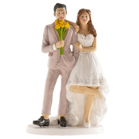 CAKE TOPPER SPOSI SIMPATICI \\"IN POSA DIVERTENTE\\" 16cm