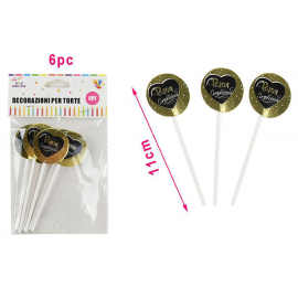 PICKS BUON COMPLEANNO ORO - NERO 6 Pz.