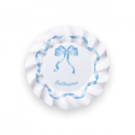 PIATTINI BATTESIMO FIOCCO AZZURRO 8 pezzi 20cm