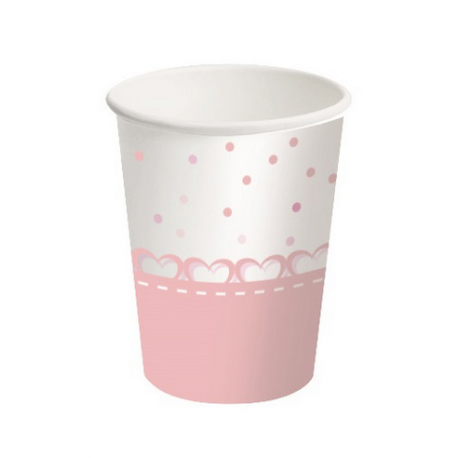 BICCHIERI CUORI ROSA 250ml - 8 Pz.