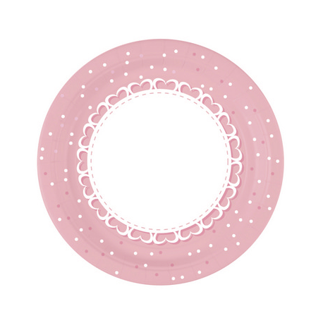 PIATTI CUORI ROSA 23cm - 8 Pz.