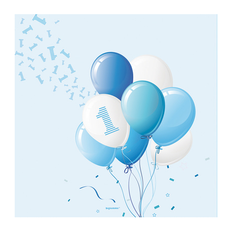 TOVAGLIOLI 1° COMPLEANNO AZZURRI 33x33 - 20 Pz.