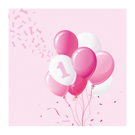 TOVAGLIOLI 1° COMPLEANNO ROSA 33x33 - 20 Pz.