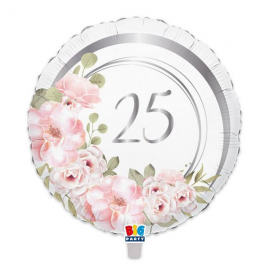 PALLONCINO 25° ANNIVERSARIO FLOREAL FOIL STANDARD Ø 45CM