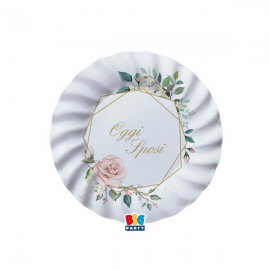 PIATTI MATRIMONIO - OGGI SPOSI \\"FLOREAL GEOMETRIC\\" ø 20cm PZ.8