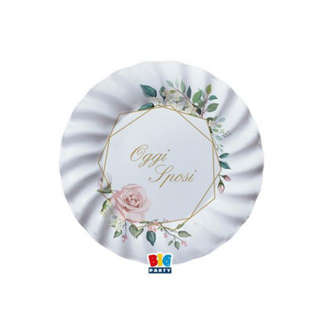 PIATTI MATRIMONIO - OGGI SPOSI \\"FLOREAL GEOMETRIC\\" ø 20cm PZ.8