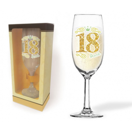 FLUTE GLITTER 18 ANNI h.19 cm CON SCATOLA REGALO