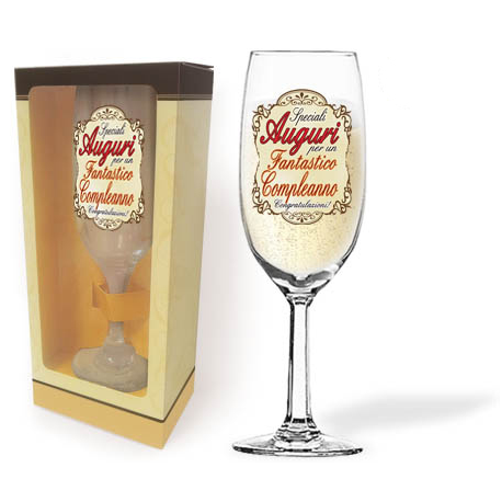 FLUTE “HAPPY BIRTHADAY” h.19 cm CON SCATOLA REGALO