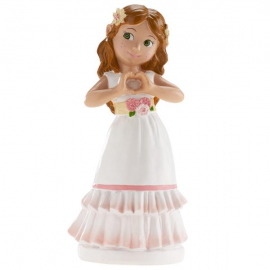 CAKE TOPPER COMUNIONE/CRESIMA BAMBINA CUORE 16cm