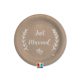 PIATTI MATRIMONIO JUST MARRIED \\"KRAFT\\" ø 18cm PZ.8