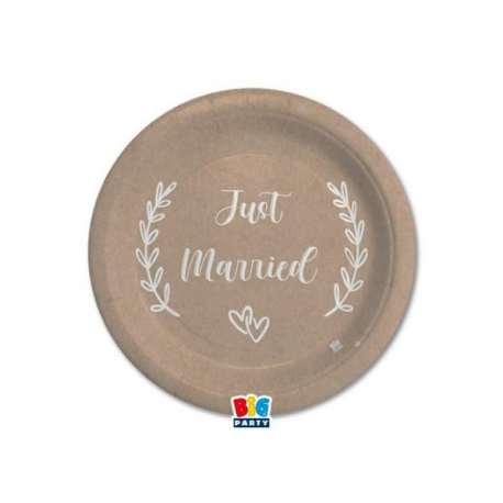 PIATTI MATRIMONIO JUST MARRIED \\"KRAFT\\" ø 18cm PZ.8