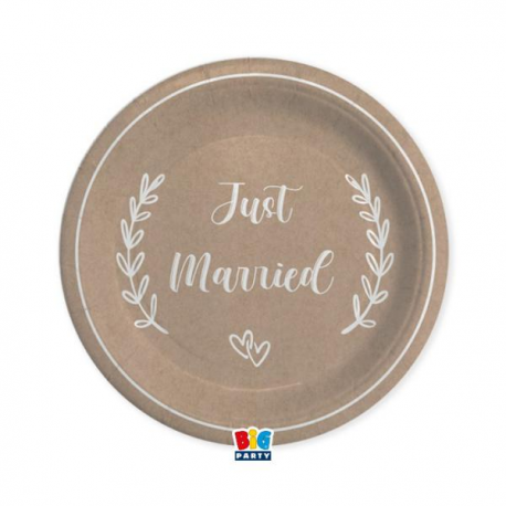 PIATTI MATRIMONIO JUST MARRIED \\"KRAFT\\" ø 24cm PZ.8