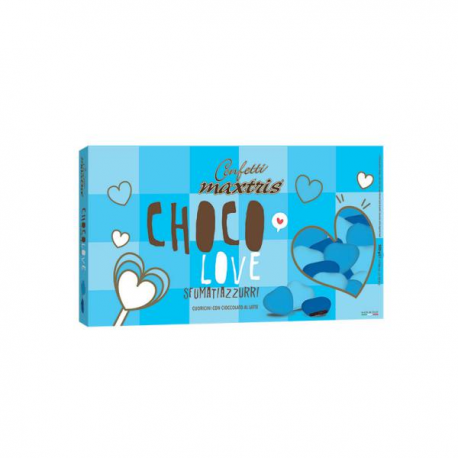 CONFETTI CUORICINI SFUMATI AZZURRI AL CIOCCOLATO AL LATTE GR. 500 - Maxtris