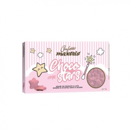 CONFETTI STELLINE ROSA AL CIOCCOLATO AL LATTE GR. 500 - Maxtris