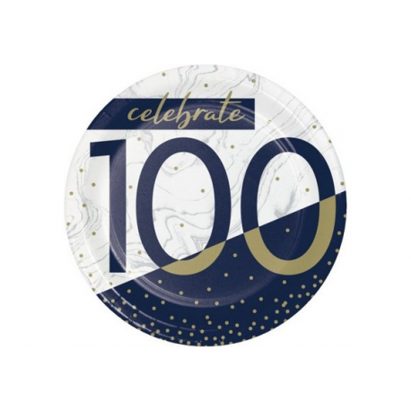 PIATTINI CELEBRATE 100 ANNI - NAVY & GOLD 18cm - 8 pz.