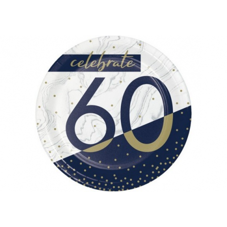 PIATTINI CELEBRATE 60 ANNI - NAVY & GOLD 18cm - 8 pz.