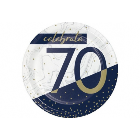 PIATTINI CELEBRATE 70 ANNI - NAVY & GOLD 18cm - 8 pz.