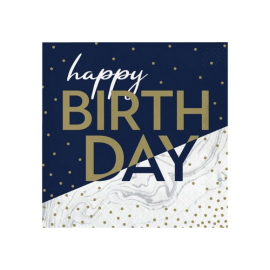 TOVAGLIOLI HAPPY BIRTHDAY NAVY & GOLD 33x33 cm - 16 pz.