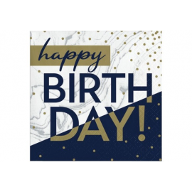 TOVAGLIOLINI HAPPY BIRTHDAY NAVY & GOLD 25x25 cm - 16 pz.