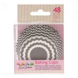 PIROTTINI CUPCAKES-MUFFIN " CHEVRON GREY" PZ.48 - Diametro base 5cm