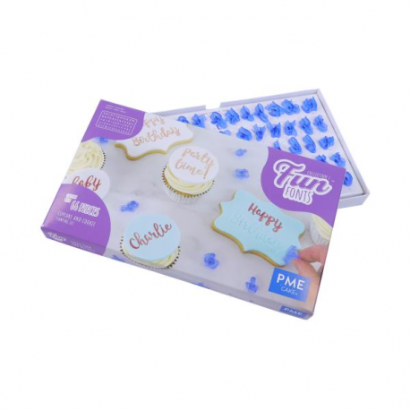 \\"Collezione 1\\" PME FUN FONTS SET COMPLETO LETTERE (Maiuscole e Minuscole) + NUMERI e SIMBOLI SPECIALI AD IMPRESSIONE