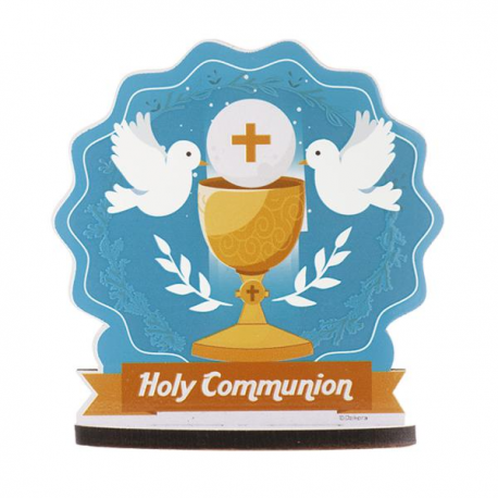 CAKE TOPPER CALICE COMUNIONE CON COLOMBE 12 x 12,5 cm