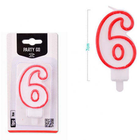 CANDELINA COMPLEANNO NUMERO 6 ROSSA