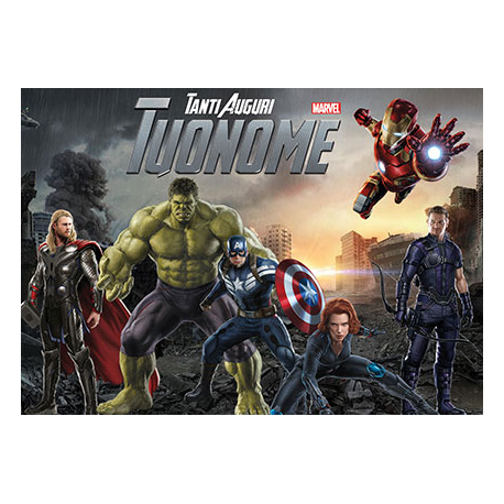 Cialda personalizzata AVENGERS rettangolare (stampa su fibra alimentare)