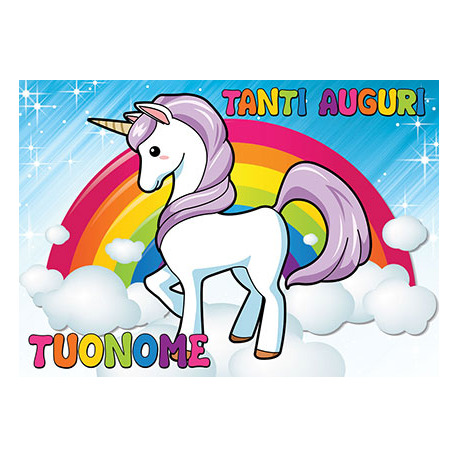 Cialda personalizzata UNICORNO rettangolare (stampa su fibra alimentare)