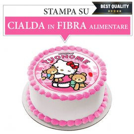 Cialda personalizzata Hello Kitty tonda (stampa su fibra alimentare)