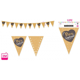 BANDIERINE BUON COMPLEANNO ORO - NERO 3 mt