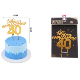CAKE TOPPER "40 ANNI" GOLD