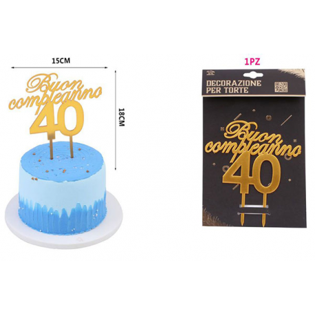 CAKE TOPPER \\"40 ANNI\\" GOLD