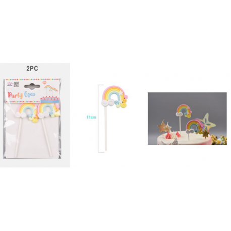 CAKE TOPPER \\"ARCOBALENO\\" CON STELLE - 2 Pz. 11cm