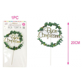 CAKE TOPPER "BUON COMPLEANNO GREEN"